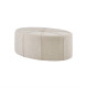 Cream Fabric Oval Coffee Table Ottoman with Welting