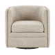 Cream Linen Color Button Tufted Square Swivel Chair 
