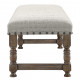 Chic Farmhouse Wood Turned Leg & Light Grey Upholstered Accent Bench