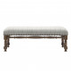 Chic Farmhouse Wood Turned Leg & Light Grey Upholstered Accent Bench