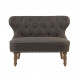 Charcoal Grey Tufted Natural Reclaimed Spooled Leg Loveseat Settee