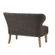 Charcoal Grey Tufted Natural Reclaimed Spooled Leg Loveseat Settee