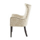 Tan & Cream Loop Design Fabric Dark Wood Leg Dining Chair Set 2