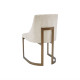 Cream Fabric Mid Century Dining Chair Curved Metal Legs - Set 2