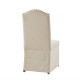 Beige Fabric Side Skirted Dining Chair Set 2