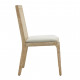 Light Wood Cane Rattan Back Natural Fabric Dining Chair Set 2