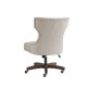 Beige Fabric Bronze Nail Head Armless Swivel Office Chair