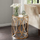 Gold Metal Eyelet Glass Top Accent End Table