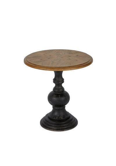Reclaimed Wood Black Finish Round Accent Table