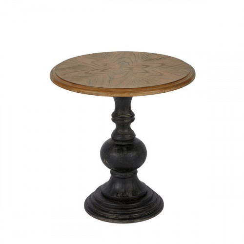 Reclaimed Wood Black Finish Round Accent Table