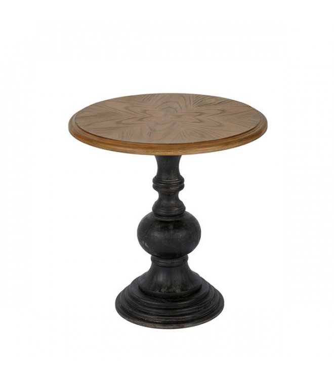 Reclaimed Wood Black Finish Round, Black Round Pedestal Side Table