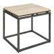 Cream Marble Dark Metal Square Accent Side Table