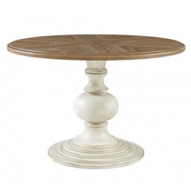 Round Top Aged Cream Base Farmhouse Dining Table