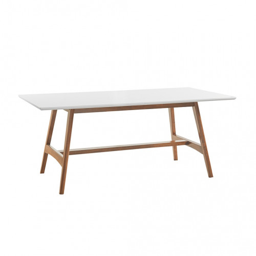Rectangle White Top Natural Pecan Simple Base Dining Table