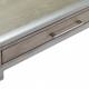 Silver Metal & Tempered Glass Floating Drawer Writing Desk