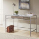 Silver Metal & Tempered Glass Floating Drawer Writing Desk