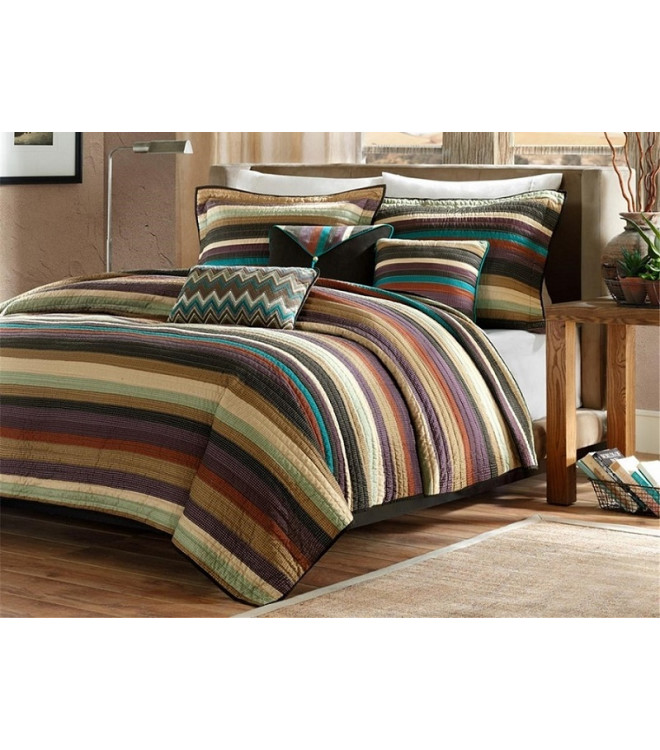 Lodge Cabin Striped Comforter Set Queen, King Size Lodge Bedding