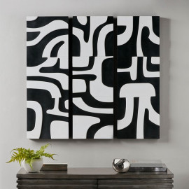 Black & White Abstract Wood 3 Piece Wall Art