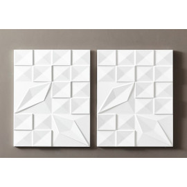 White Geometric Design Contemporary Wall Art Panels Set 2