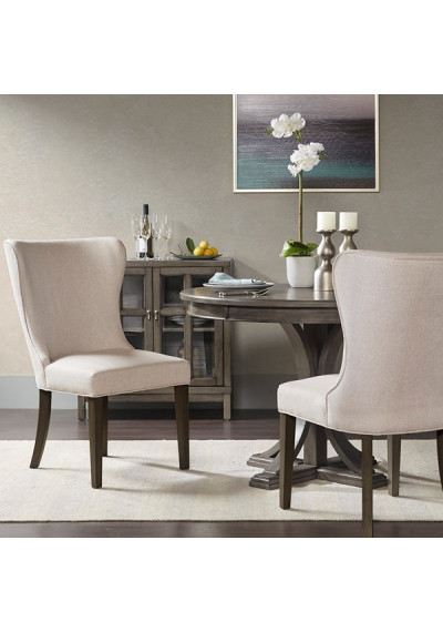 Elegant Light Cream Fabric Dining Chair 