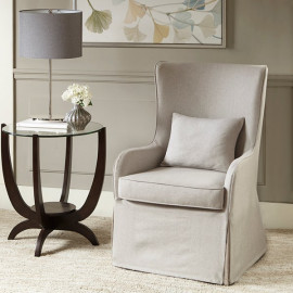 Dusty Cream Slipcover Curved Back Chair