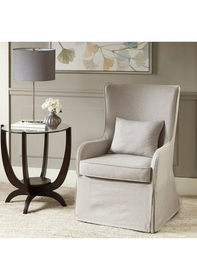 Dusty Cream Slipcover Curved Back Chair
