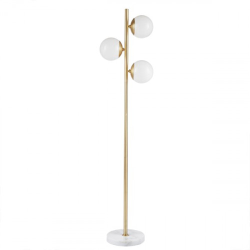 Modern Eclectic Gold Floor Lamp White Ball Glass Shades