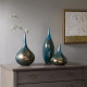 Blue Metallic & Bronze Glass Vases Set of 3