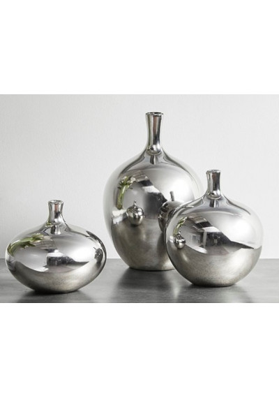 Silver Ceramic Vases Set 3