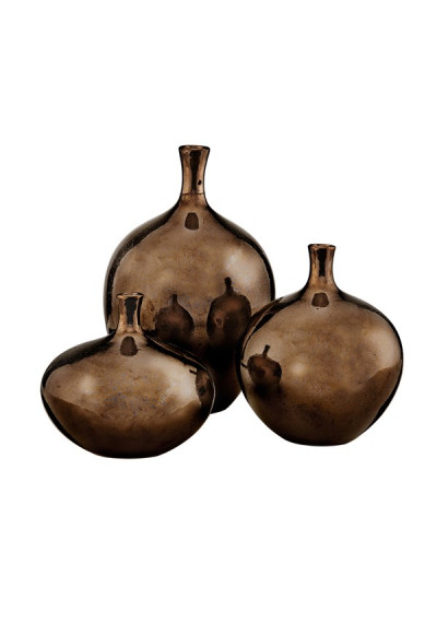 Metallic Bronze Ceramic Vases Set 3