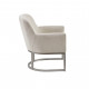Beige Fabric Curved Brushed Silver Base Accent Chair