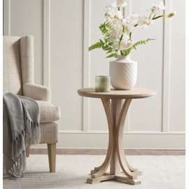 Weathered Wood Finish Round Farmhouse Accent Table