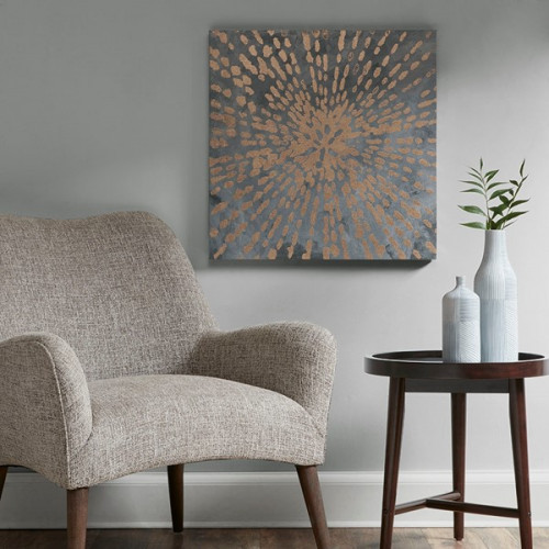 Exploding Gold Star on Grey Canvas Wall Art