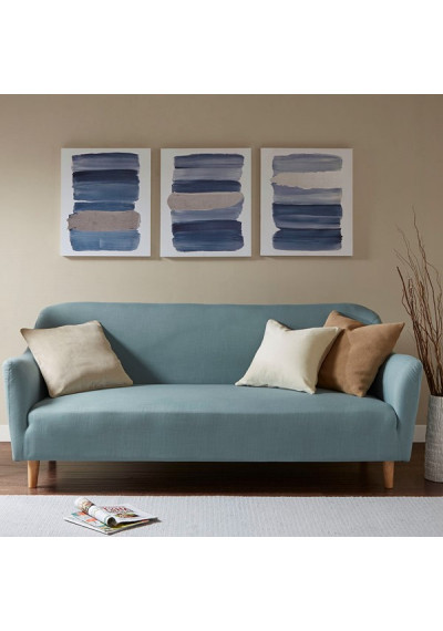 Blue Brush Strokes Canvas Wall Art Set of 3