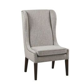 Light Grey High Back Dining Chair Nail Detailing