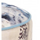 Abstract Blue Cream Black Round Velvet Ottoman Footstool Silver Base