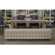 Beige Linen All Over Tufted Extra Long Bench
