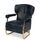 Blue Leather Croc Print Gold Accent Living Room Chair
