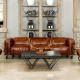 Industrial Iron Pipe & Leather Sofa On Wheels