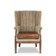 Channel Tufted Linen Vintage Leather & Jute Deconstructed Library Chair