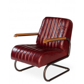 Red Leather Quilted Club Chair