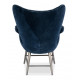 Blue Quilted Velvet Wing Arm Chair