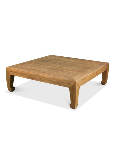Reclaimed Pine Large Square Coffee Table with Asian Style Flare