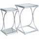 Silver Rustic Metal Glass & Mirror Tops Nesting Side Accent Tables