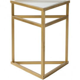 Gold Metal Triangle Glass Top Side Accent Table