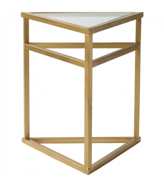 Gold Metal Triangle Glass Top Side, Triangle Lamp Table
