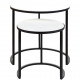 Black Iron Ivory Marble Round Top Nesting Side Accent Tables