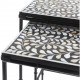 Black & White Bone Inlay Top Black Base Nesting Side Accent Tables