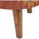 Jute Kilim Woven Southwestern Style Print Round Footstool