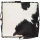 Large Square Hair on Hide Black & White Leather Square Blanket Stitch Pouf 